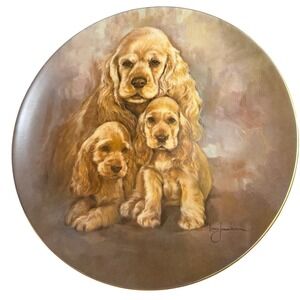 My Favorite Pets Cocker Spaniels Plate Leo Jansen 1982 Gold Trim Limited Edition